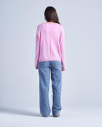 Absolut Cashmere - Pull Col Rond Manches Longues Ligne Central Alda - Rose Bubble Gum - Femme
