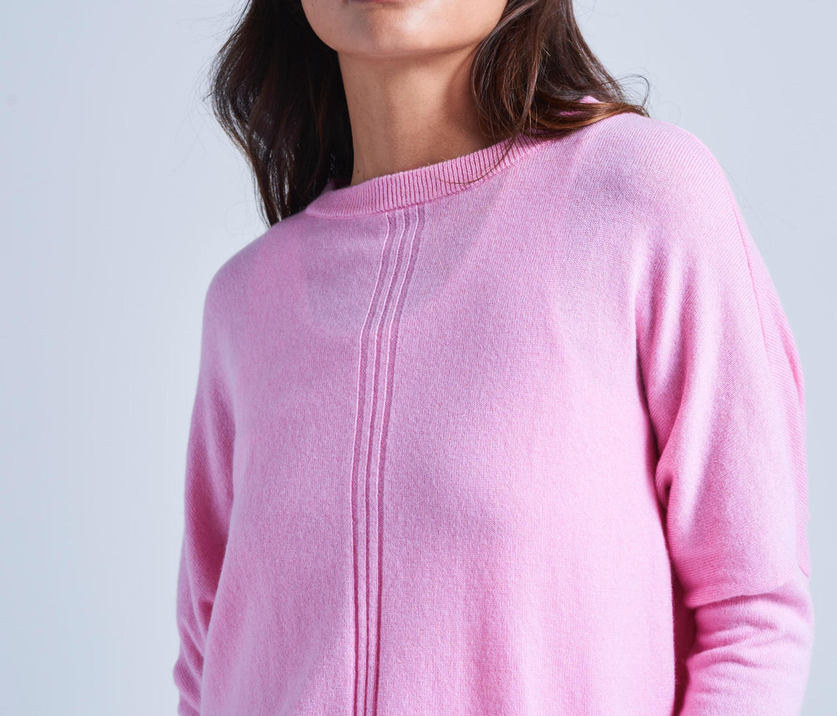 Absolut Cashmere - Pull Col Rond Manches Longues Ligne Central Alda - Rose Bubble Gum - Femme
