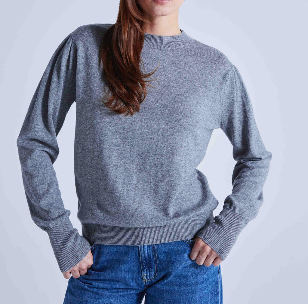 Absolut Cashmere - Pull Col Rond Manches Longues Gigot Picadilly - Gris Chine Foncé - Femme
