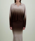 Absolut Cashmere - Polo Manches Longues Dip Dye Karen - Grège Dd Chocolat - Femme
