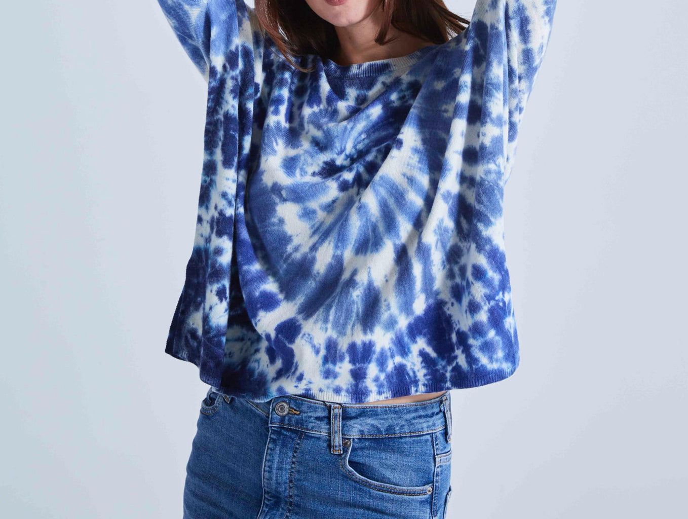 Absolut Cashmere - Poncho Col Rond Manches Longues Large Astre - Cyclone Bleu - Femme
