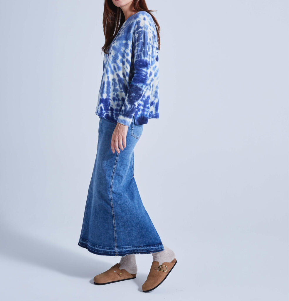 Absolut Cashmere - Poncho Col Rond Manches Longues Large Astre - Cyclone Bleu - Femme