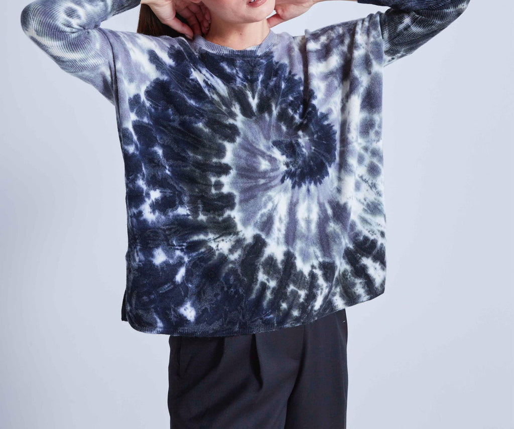 Absolut Cashmere - Poncho Col Rond Manches Longues Large Astre - Cyclone Noir - Femme