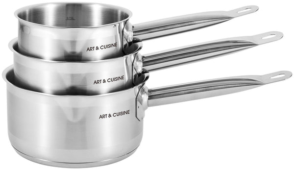 Set 3 Casseroles 16/18/20cm Manche Fixe - Acier Inoxydable - Inox