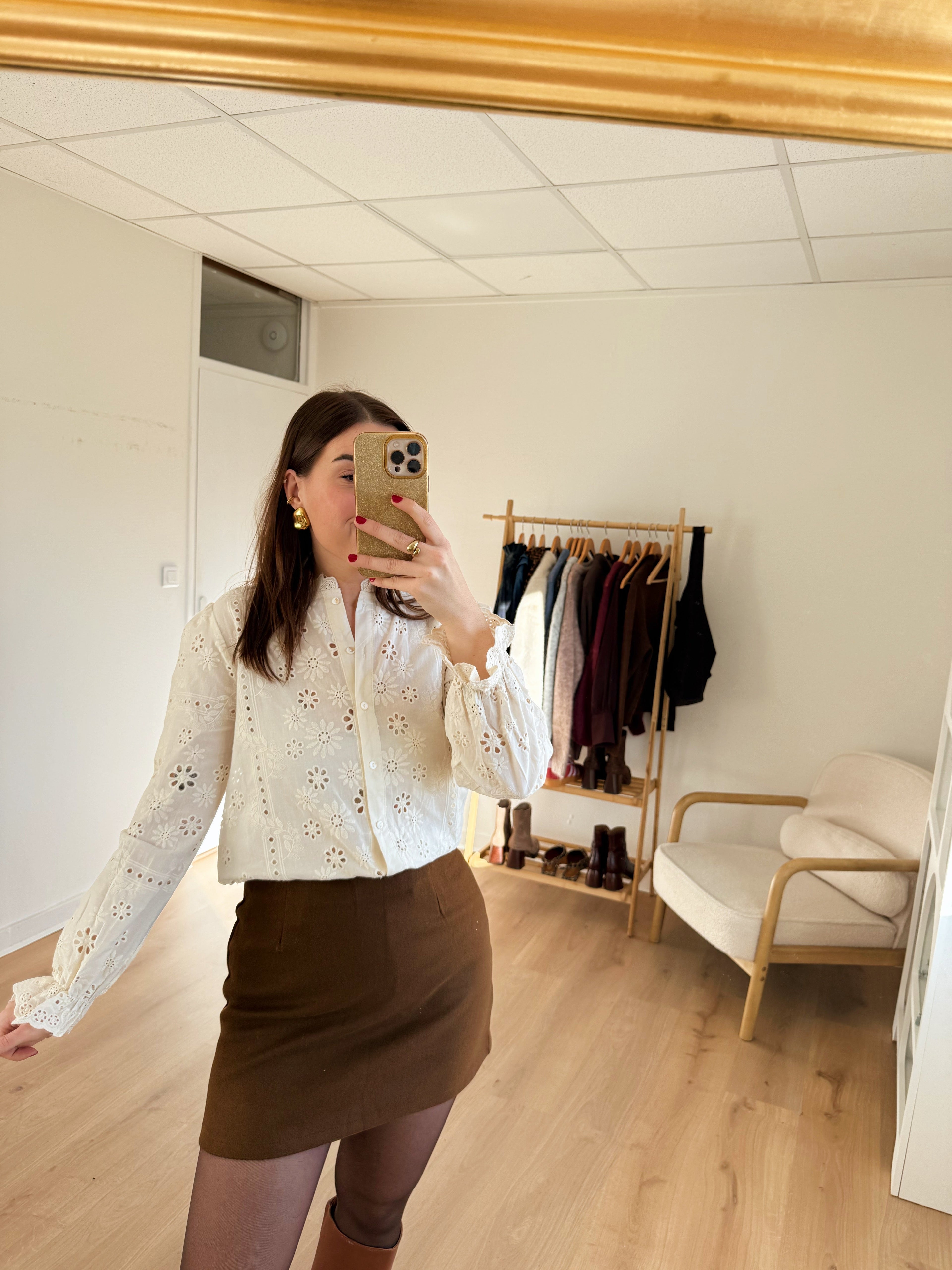 Jupe Effet Laine Lou Chocolat
