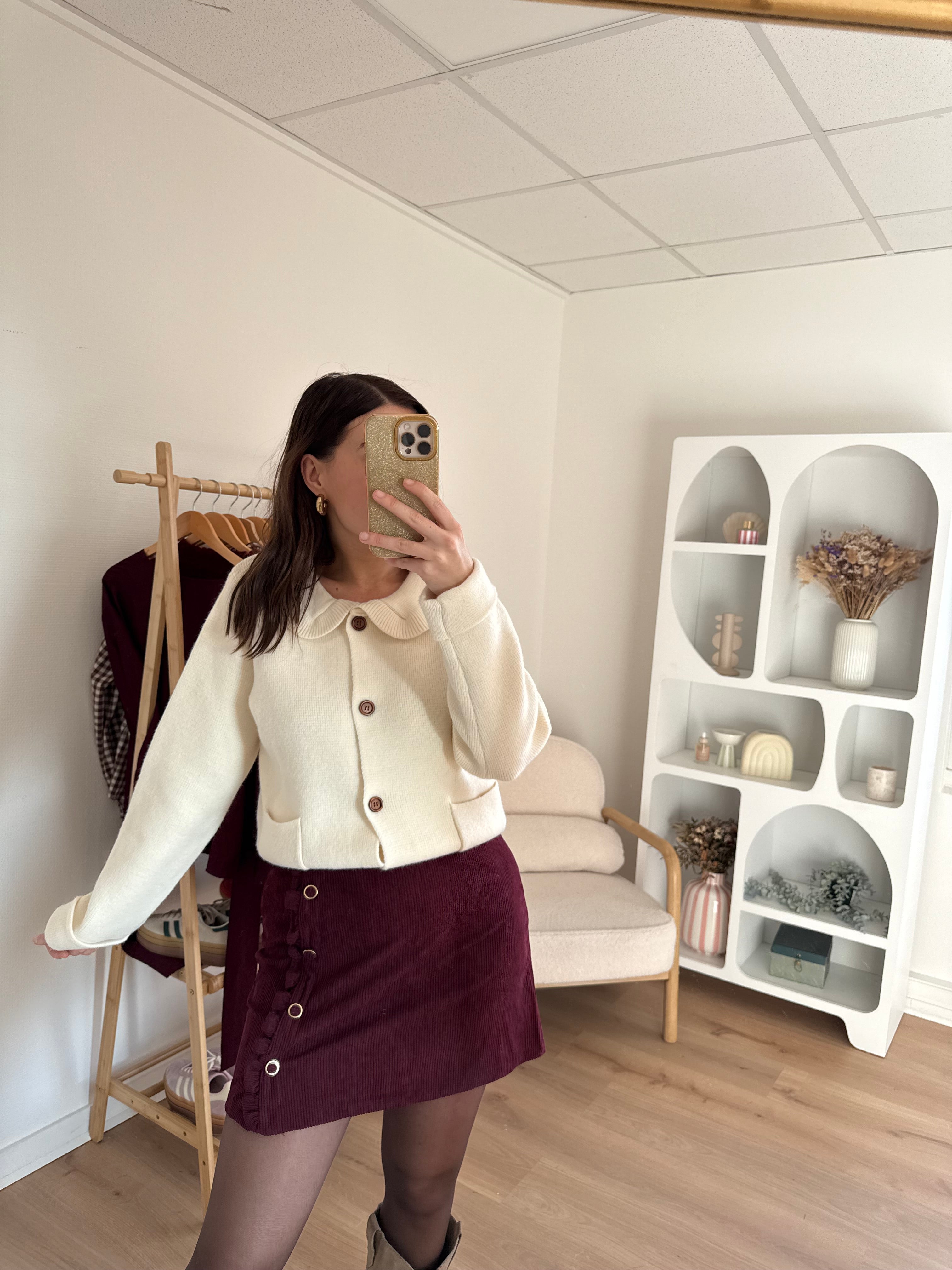 Jupe En Velours Louisa Bordeaux