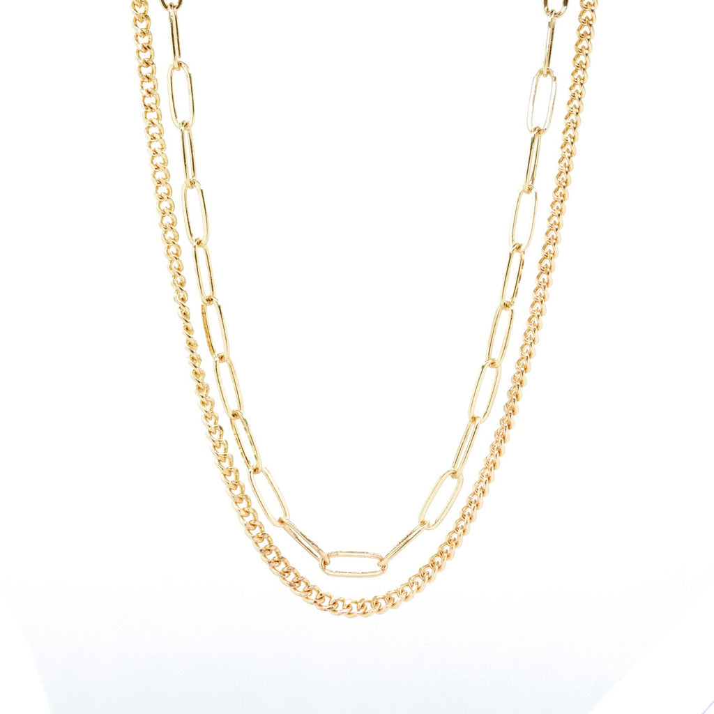 Collier Double Chaine - Laiton Doré