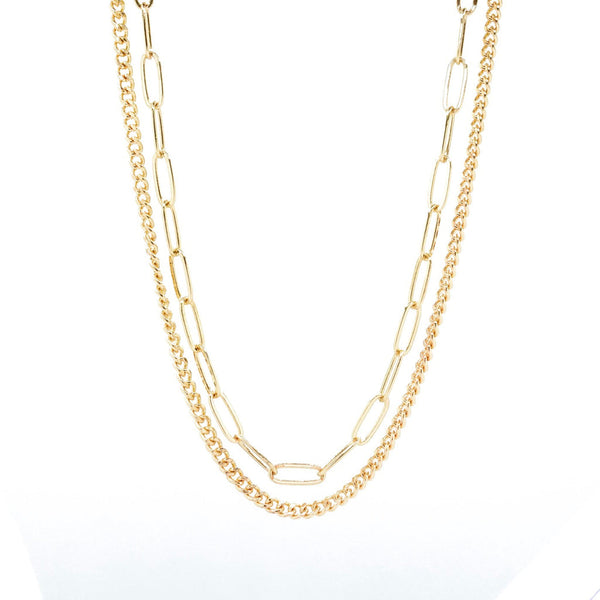 Collier Double Chaine - Laiton Doré