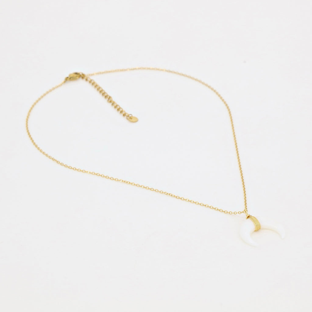 Collier Molokini En Nacre Blanche - Laiton Doré