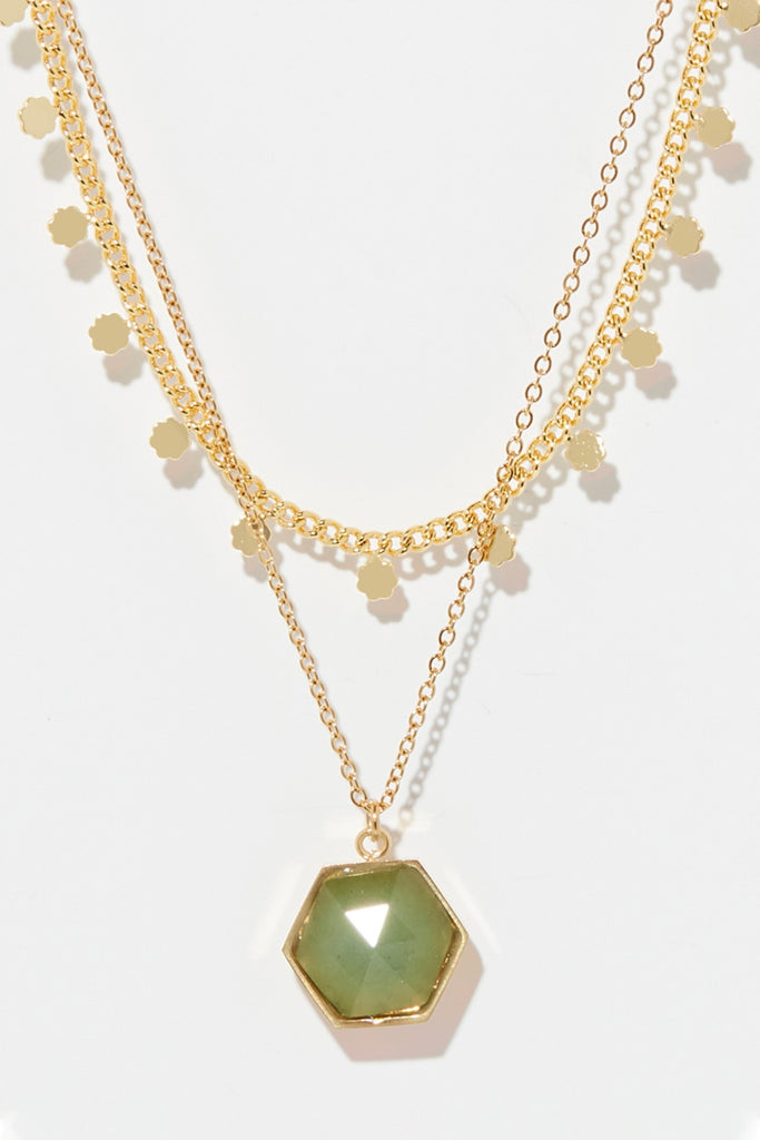 Collier Tupai Aventurine Verte - Laiton Doré
