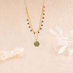 Collier Tupai Aventurine Verte - Laiton Doré