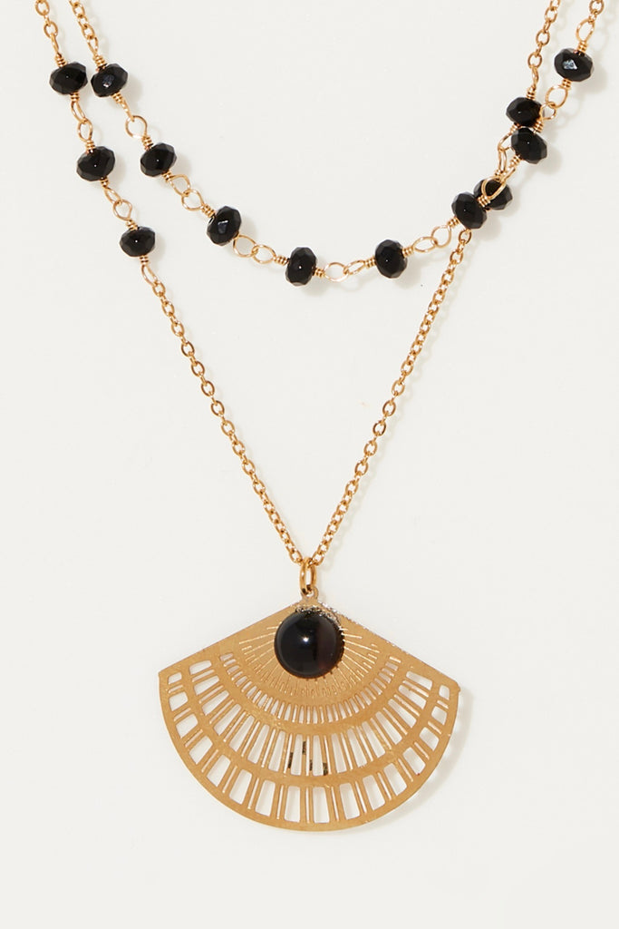 Collier Santorin Onyx - Laiton Doré