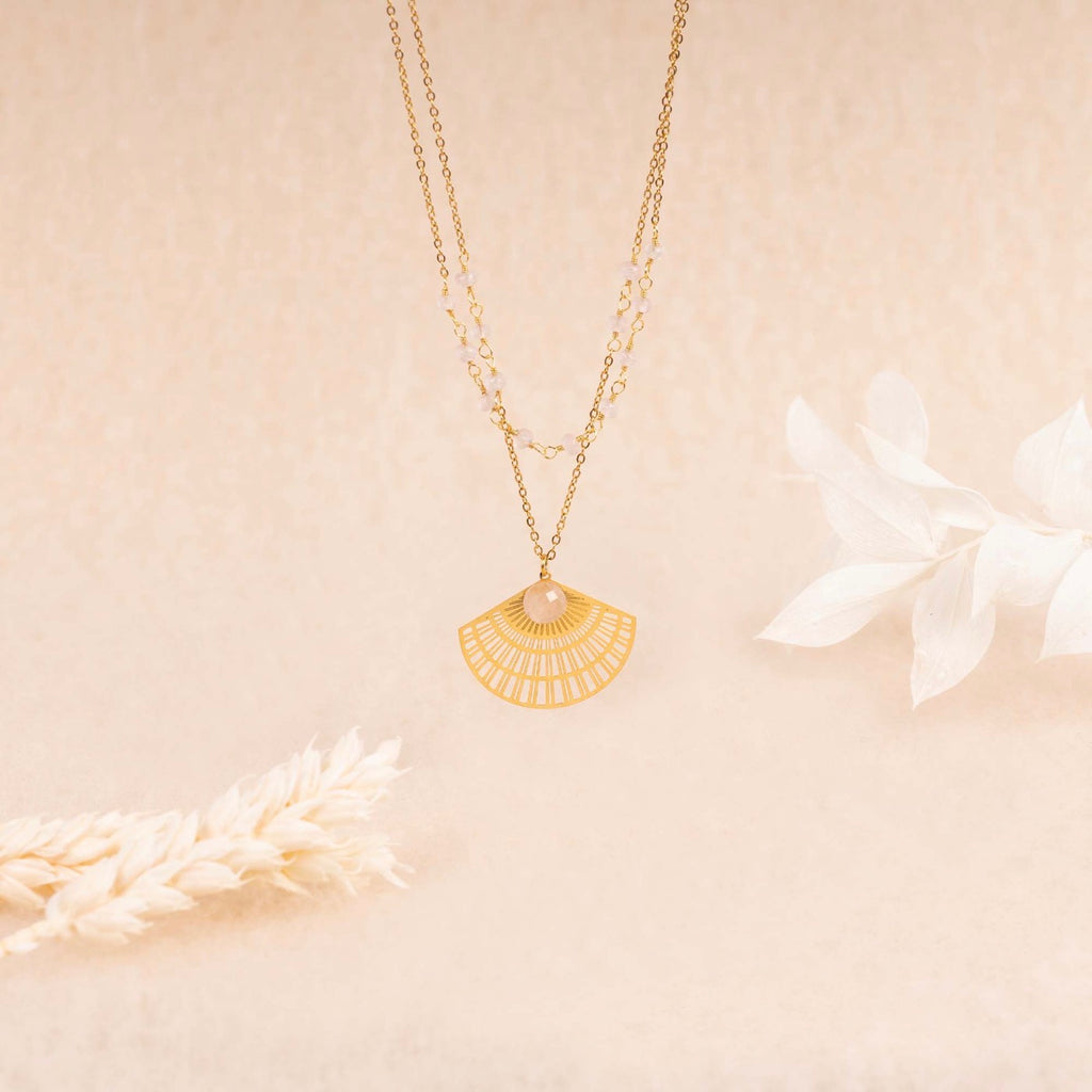 Collier Santorin Quartz - Laiton Doré