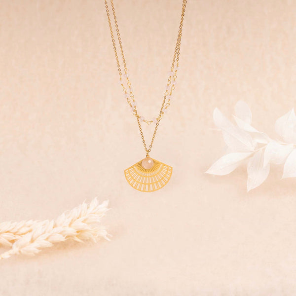 Collier Santorin Quartz - Laiton Doré