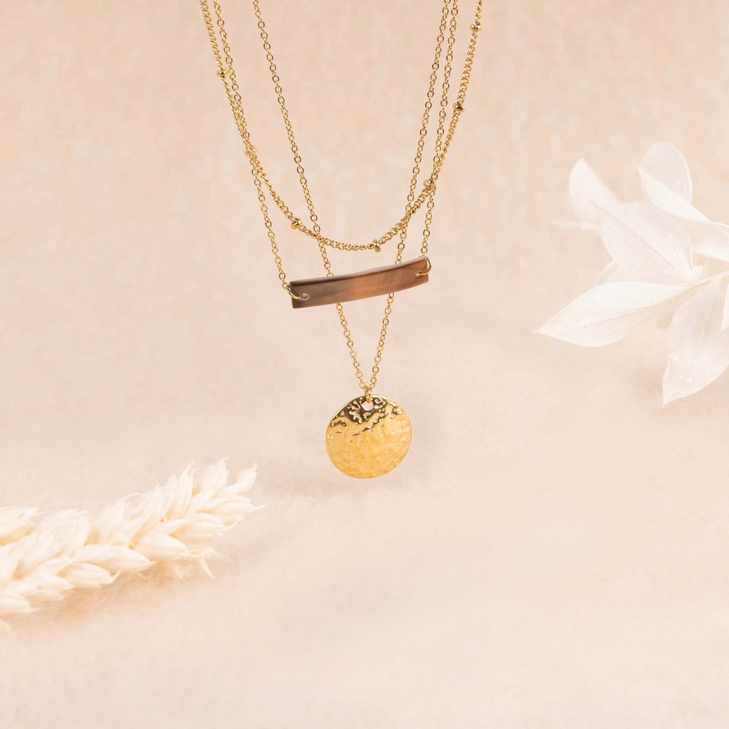 Collier Coral Strand Nacre - Laiton Doré