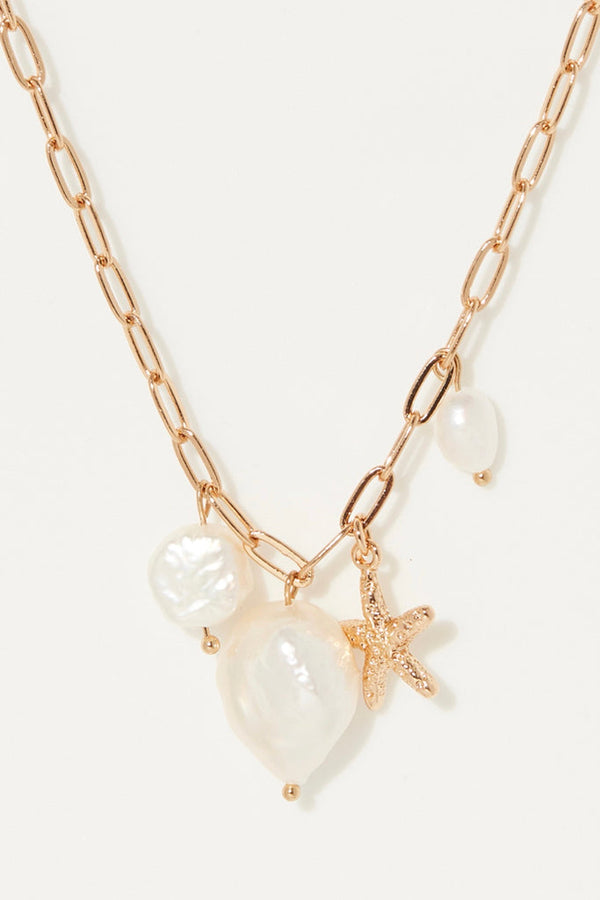 Collier Allamanda Nacre Blanche - Laiton Doré