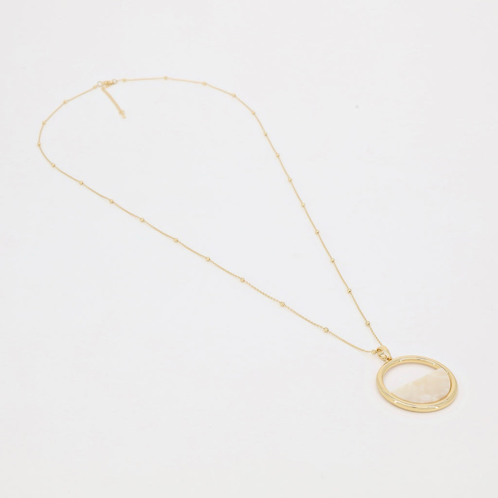 Collier Archipel En Résine Beige - Laiton Doré