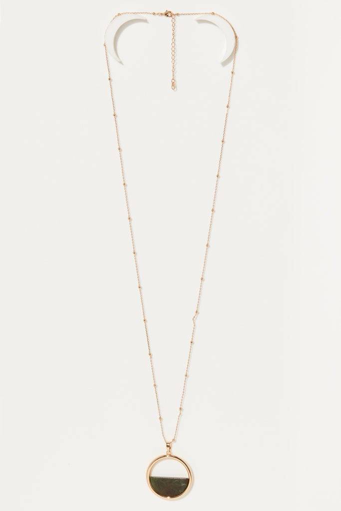 Collier Archipel En Résine Verte - Laiton Doré