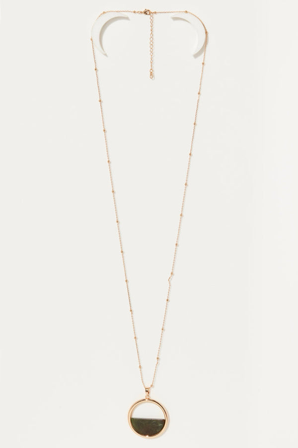 Collier Archipel En Résine Verte - Laiton Doré