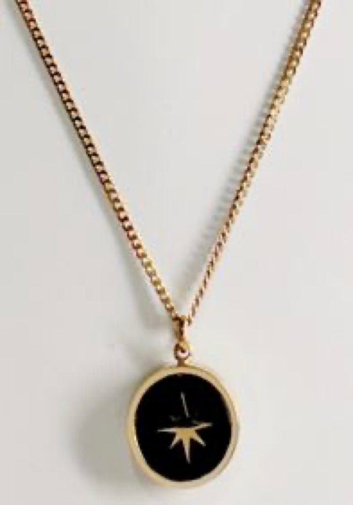 Collier Capri En Résine Noire - Laiton Doré