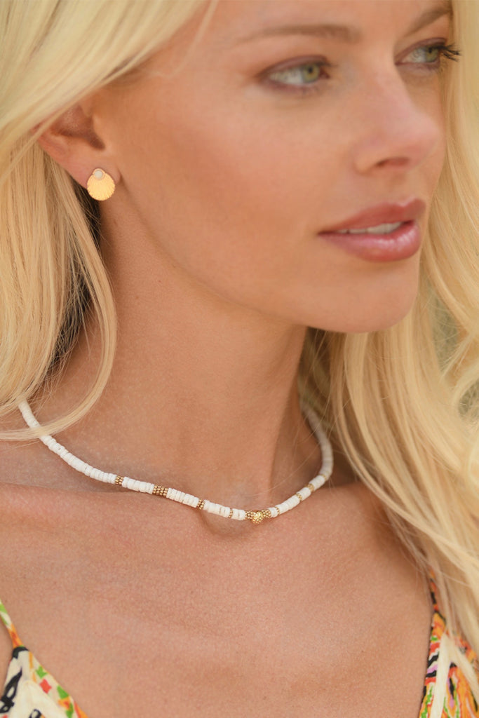 Collier Blanc - Laiton Doré