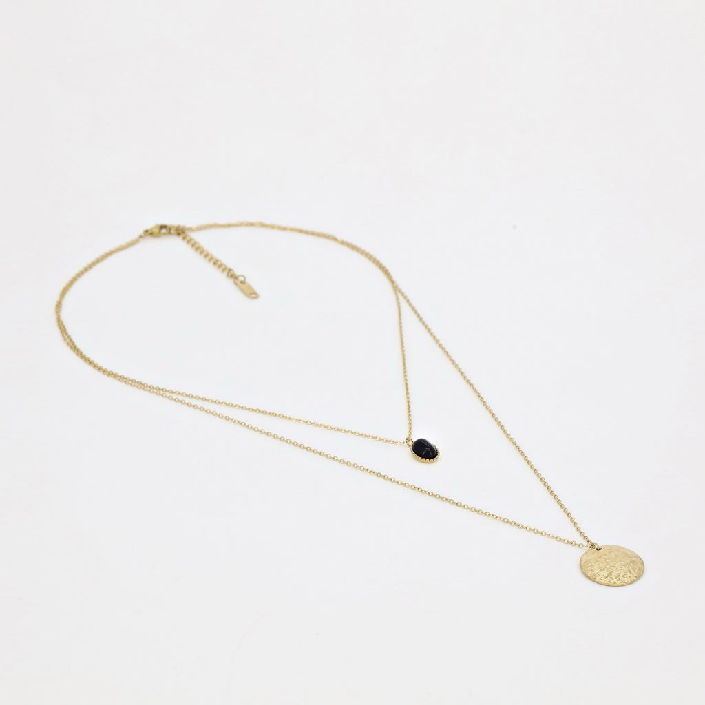 Collier Boracay Jade Noire - Laiton Doré
