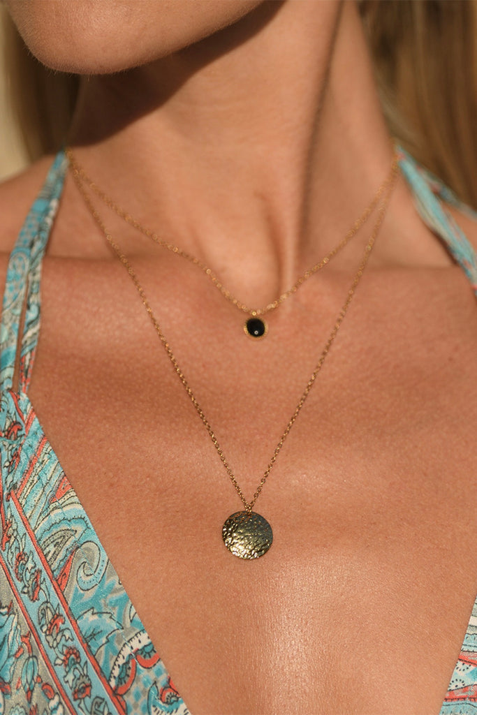 Collier Boracay Jade Noire - Laiton Doré