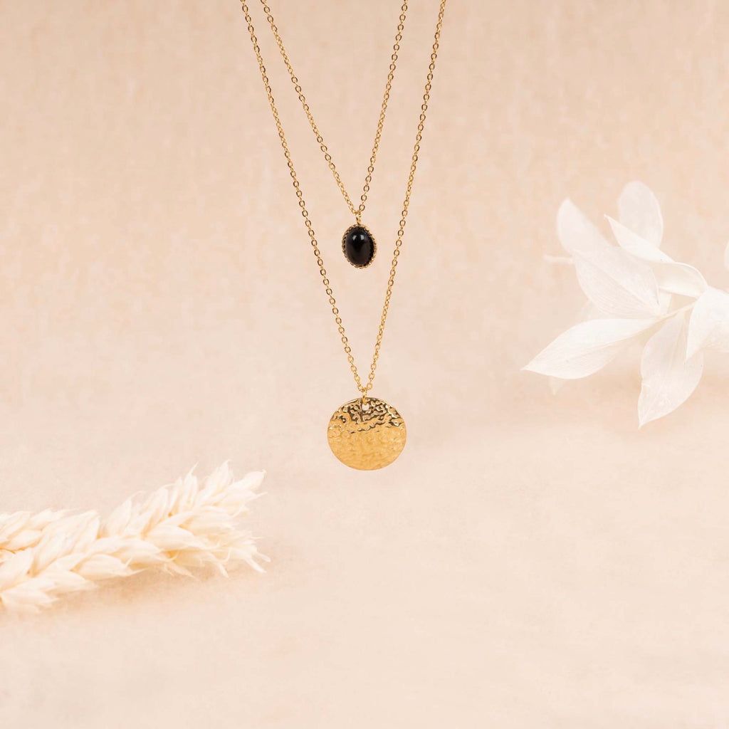 Collier Boracay Jade Noire - Laiton Doré
