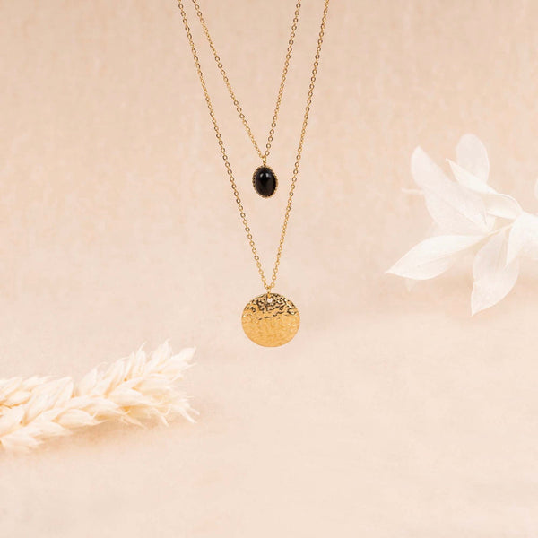 Collier Boracay Jade Noire - Laiton Doré