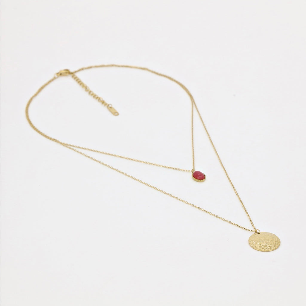 Collier Boracay Jade Rouge - Laiton Doré