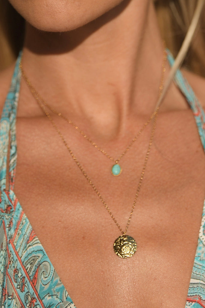 Collier Boracay Turquoise - Laiton Doré