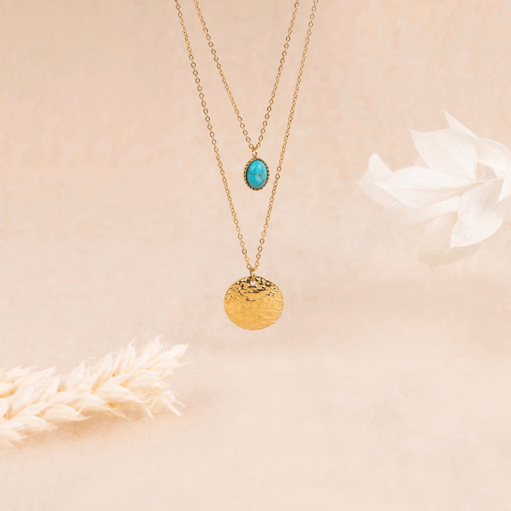 Collier Boracay Turquoise - Laiton Doré