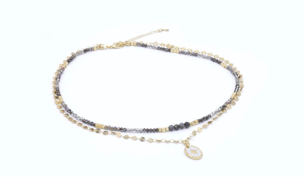 Collier Norala Résine Blanche - Laiton Doré