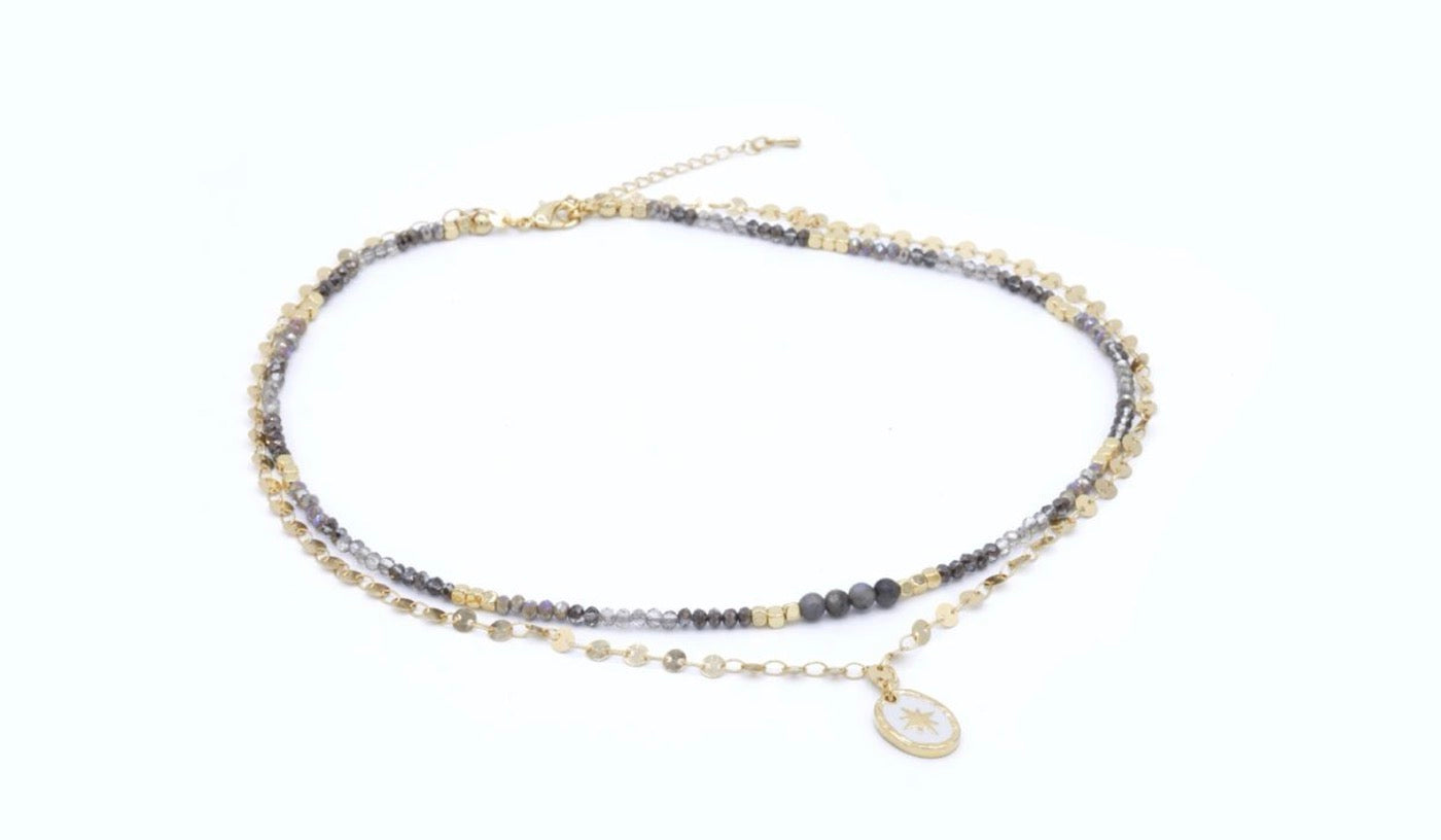 Collier Norala Résine Blanche - Laiton Doré