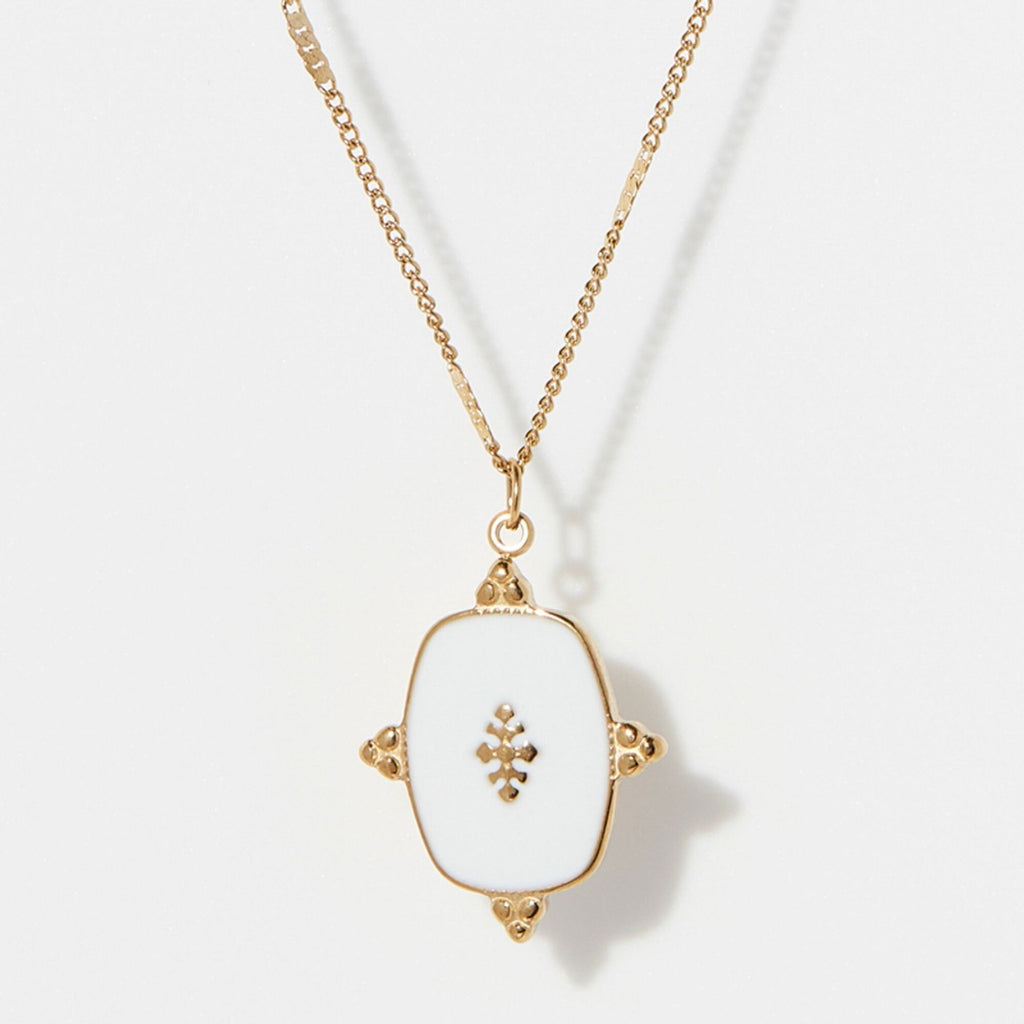 Collier Yana Émail Blanc - Laiton Doré