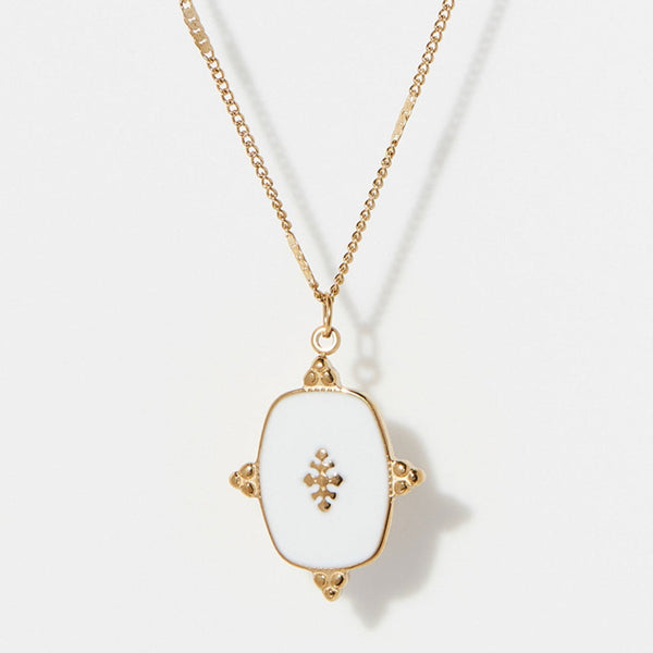 Collier Yana Émail Blanc - Laiton Doré
