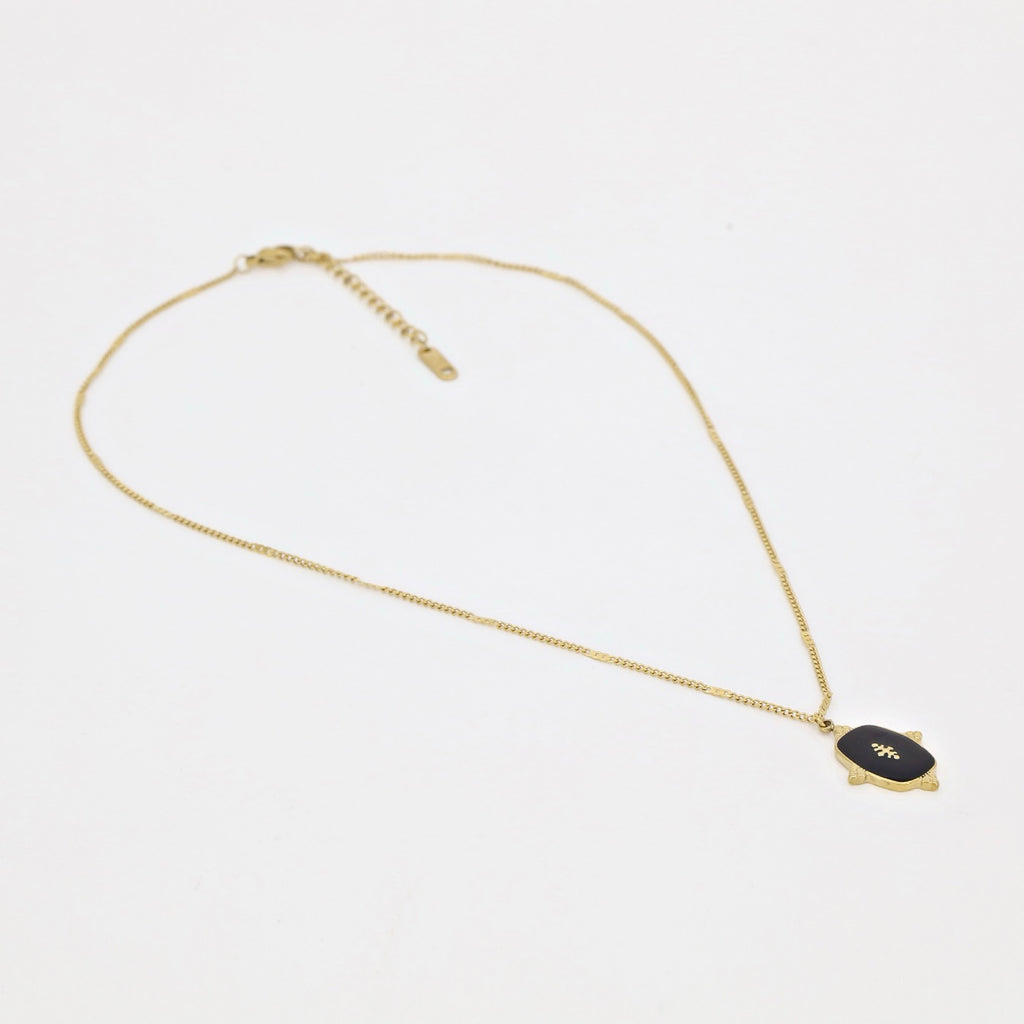 Collier Yana Émail Noir - Laiton Doré