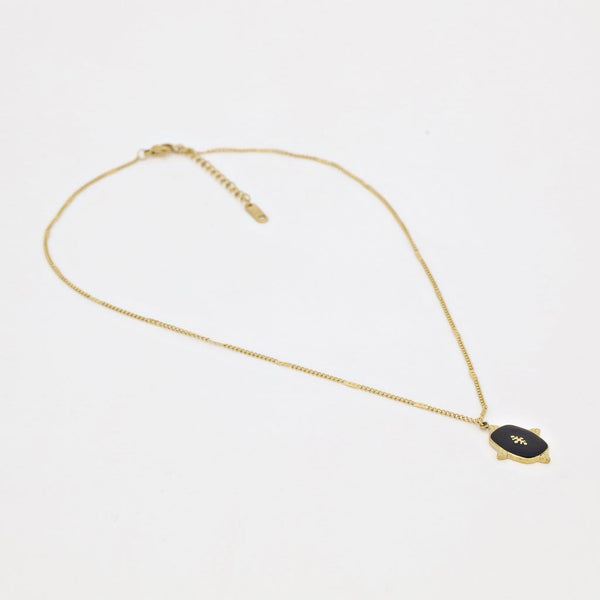 Collier Yana Émail Noir - Laiton Doré