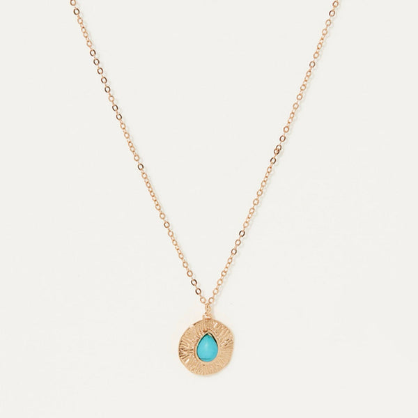 Collier Hovailou Turquoise - Laiton Doré