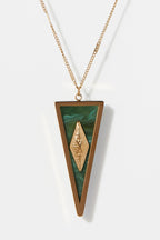 Collier Laak En Résine Verte - Laiton Doré