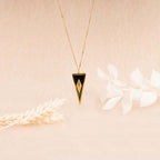 Collier Laak En Résine Verte - Laiton Doré