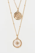 Collier Rosario En Résine Blanche - Laiton Doré
