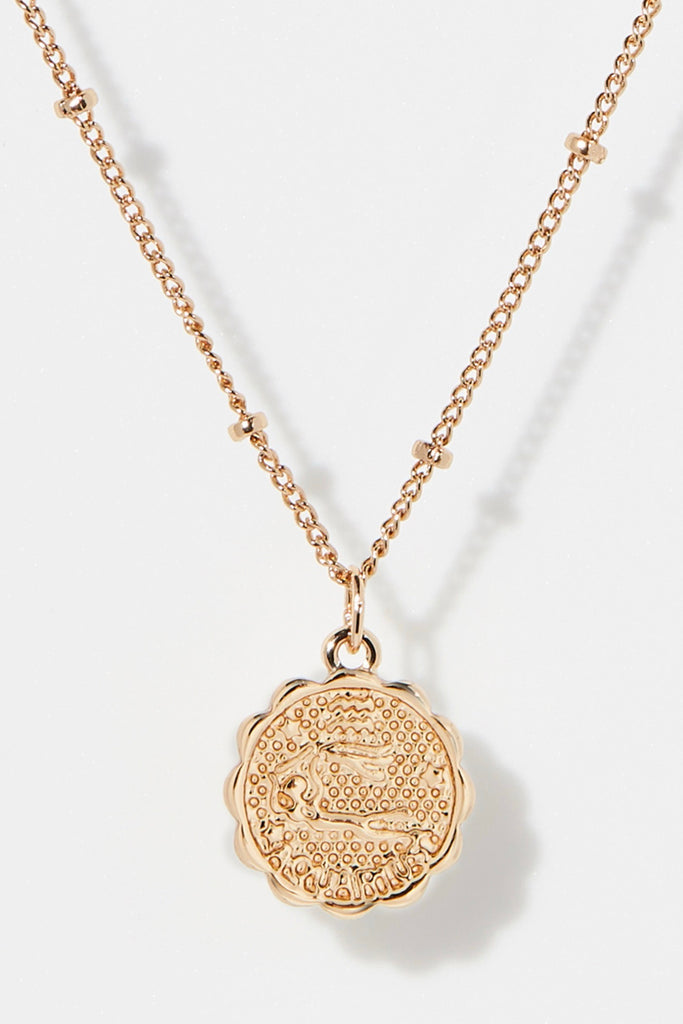 Collier Médaille Astrologique Verseau - Laiton Doré