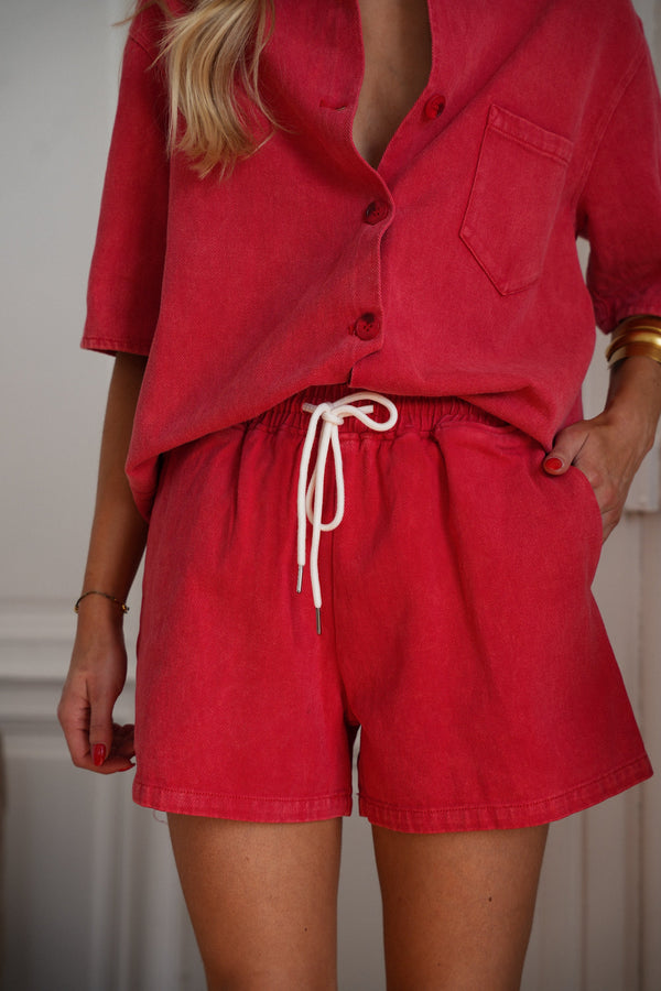 Short En Jean Ezra - Rouge