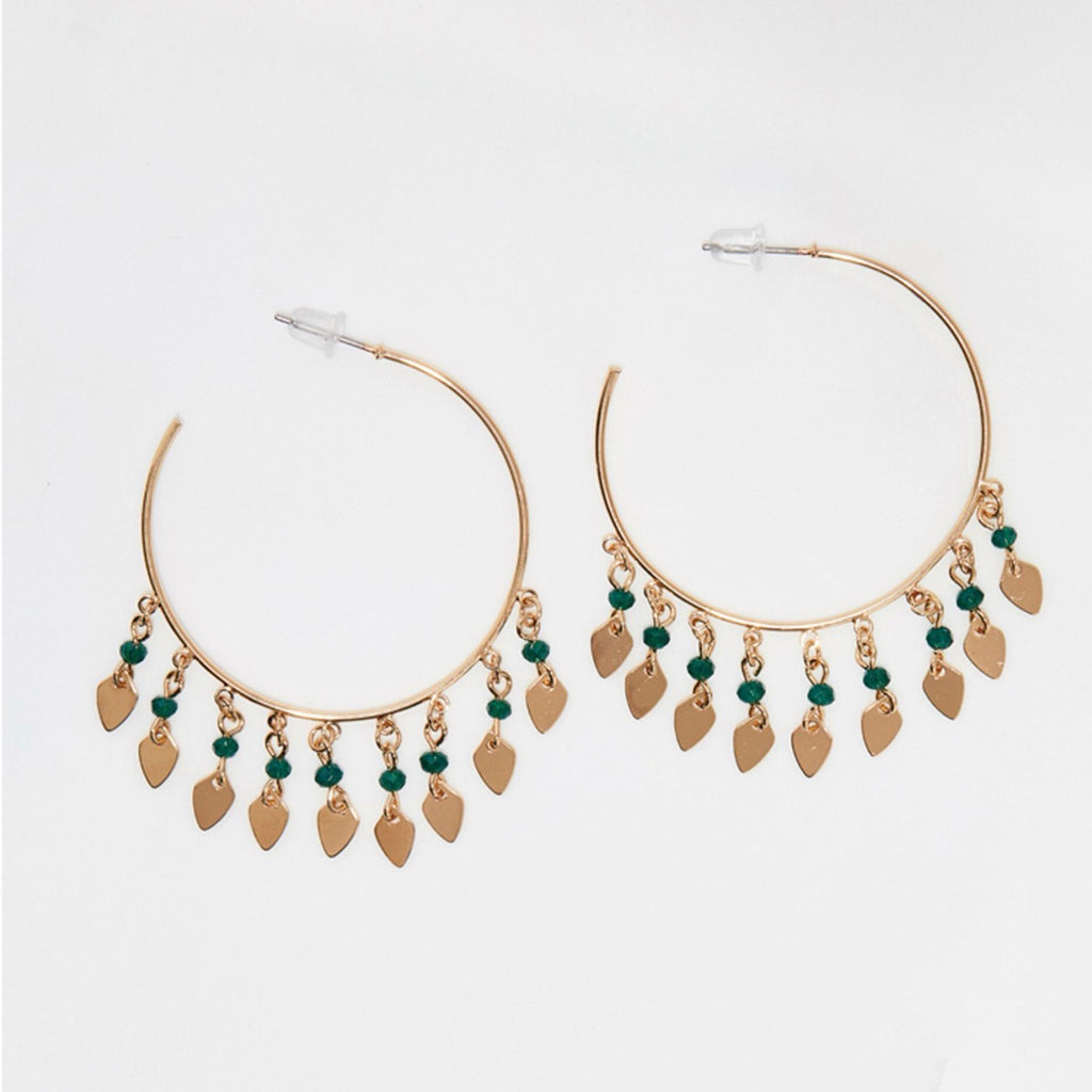 Boucles D'Oreilles Bathshebz Cristal Verte - Laiton Doré