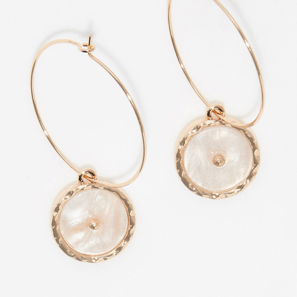 Boucle D'Oreilles Louisena Résine Blanche - Laiton Doré