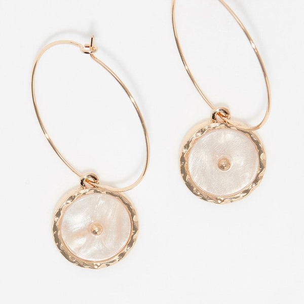 Boucle D'Oreilles Louisena Résine Blanche - Laiton Doré