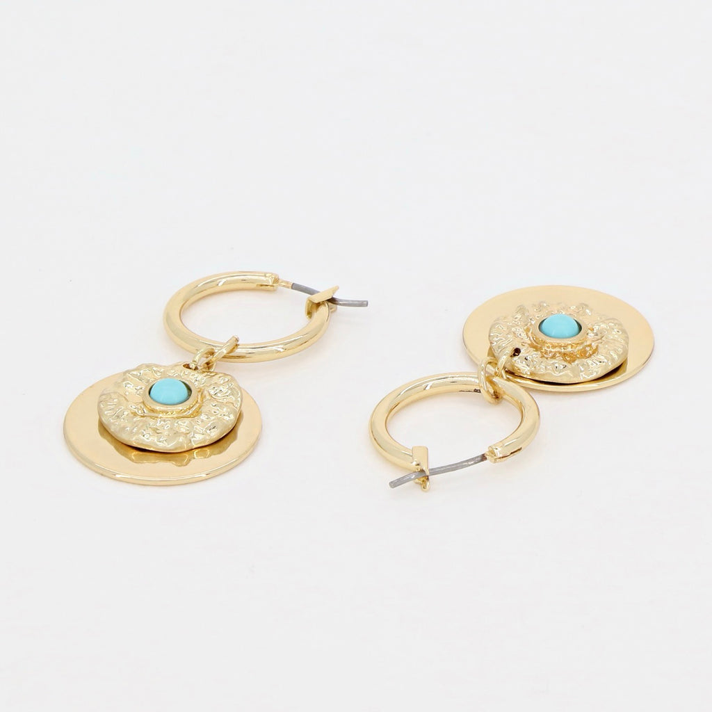 Boucles D'Oreilles Palawan Turquoise Et Nacre - Laiton Doré