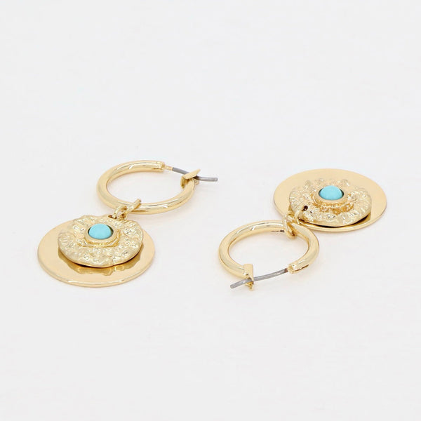 Boucles D'Oreilles Palawan Turquoise Et Nacre - Laiton Doré