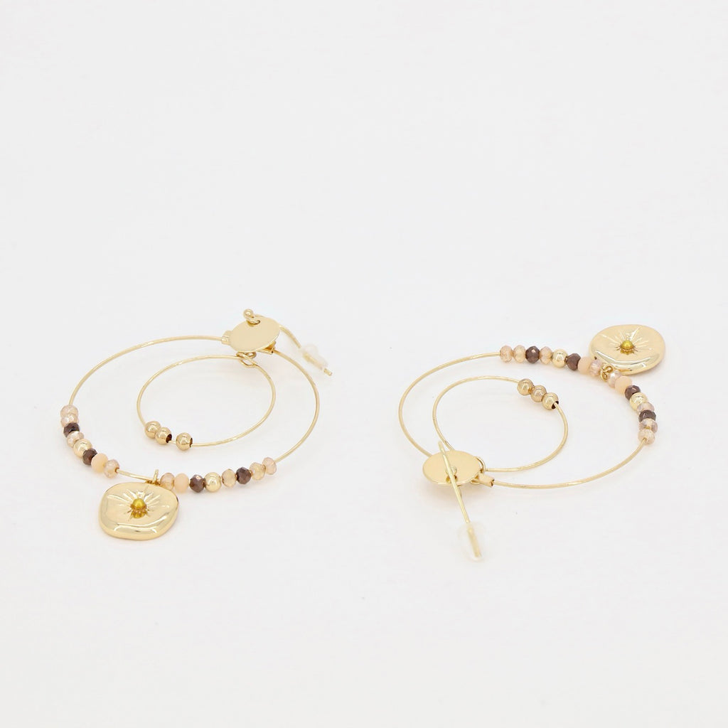 Boucles D'Oreilles La En Gris - Laiton Doré